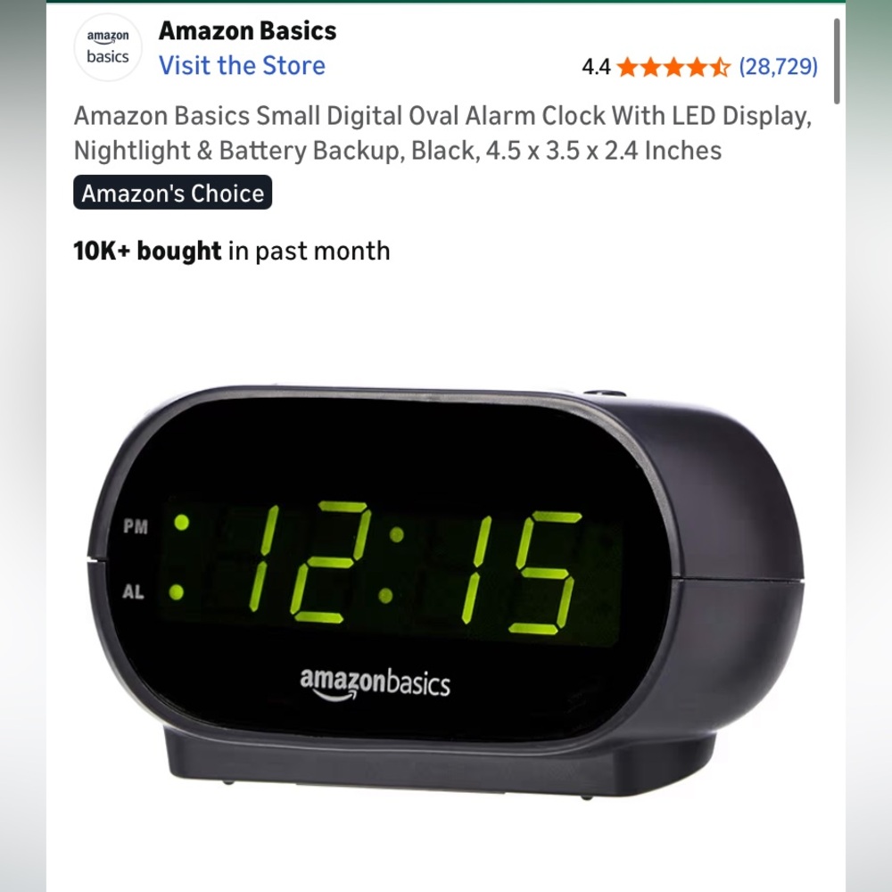 Amazon Basics Digital Alarm Clock - Brown